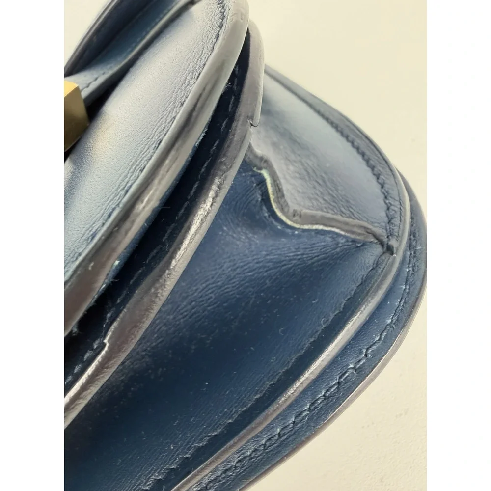 Celine Classic Box Bag Medium Blue Calfskin Leather Gold-Tone Hardware R1 - Picture 8 of 16